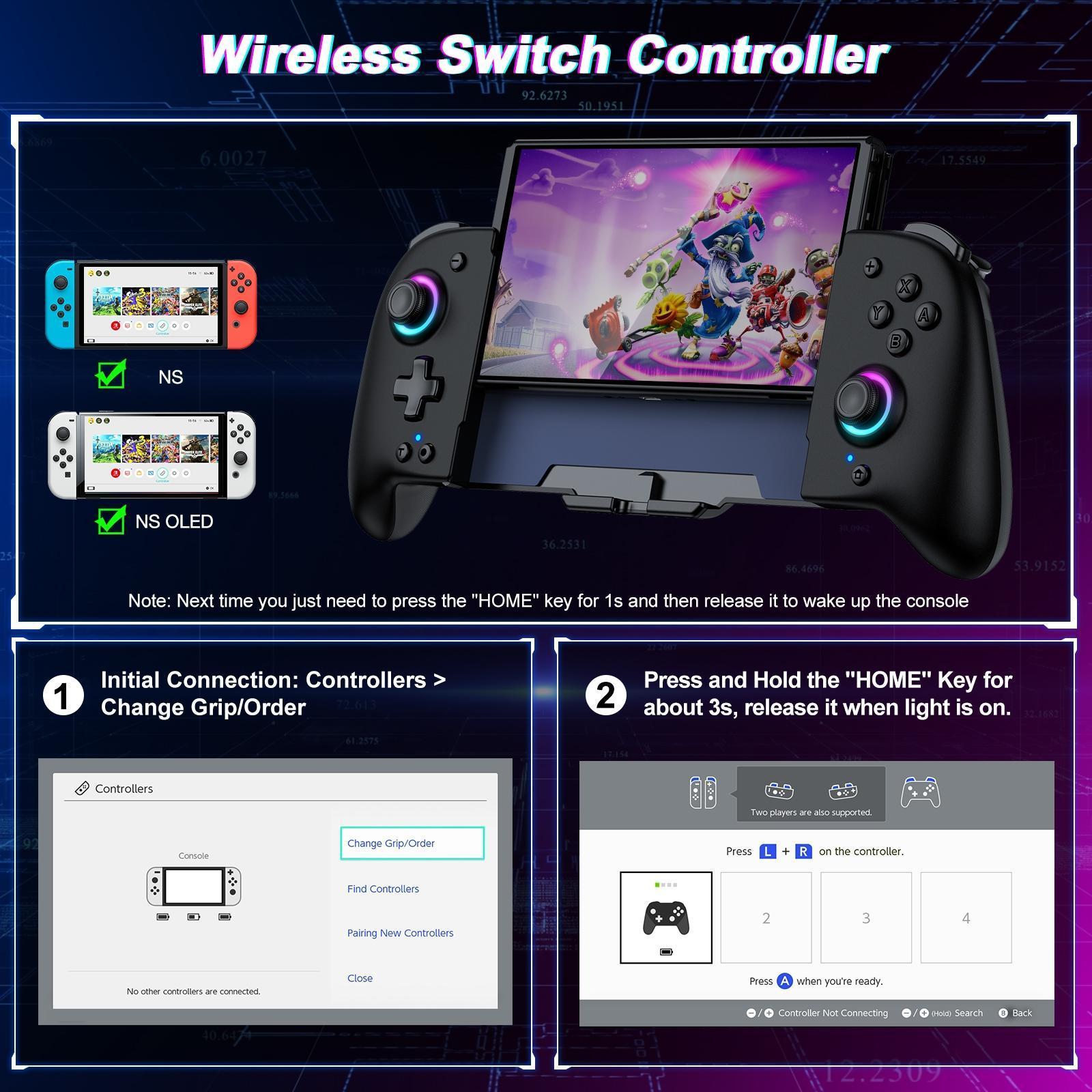 ESYWEN Wireless Ergonomic Grip Controller for Switch, Switch OLED Console - 17 RGB Lights, Programmable ML/MR Buttons, Game Accessories with Lock Function for Enhanced Gaming Performance,back to school,back to school haul