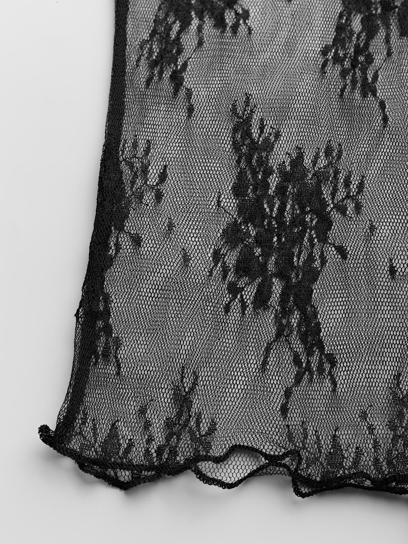 Women's Floral Lace Sheer Mock Neck Top & Solid Color Cami Top, Elegant Fashion Casual Two-piece Outfits for Daily Outdoor Wear, Ladies Clothes for All Seasons