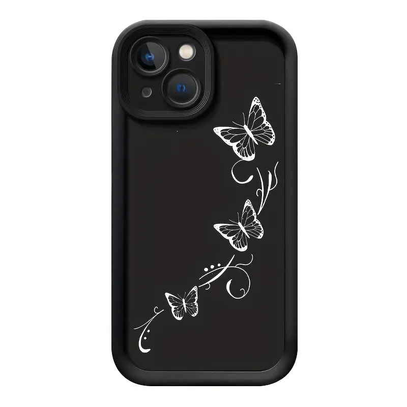 Elegant Butterfly Silicone Phone Case with Bow, Lanyard & Wireless Charging Compatible for iPhone 7/8 Plus, XR/XS Max, 11/11 Pro/11 Pro Max, 12/12 Pro/12 Pro Max, 13/13 Pro/13 Pro Max, 14/14 Plus/14 Pro/14 Pro Max, 15/15 Plus/15 Pro/15 Pro Max - Durable S
