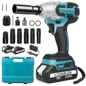 High Efficiency Cordless Impact Wrench 1/2 Inch with Li-ion Battery Powerful Electric Gun for Fast Automotive Repair and Maintenance Lithium Drill Tool Kit