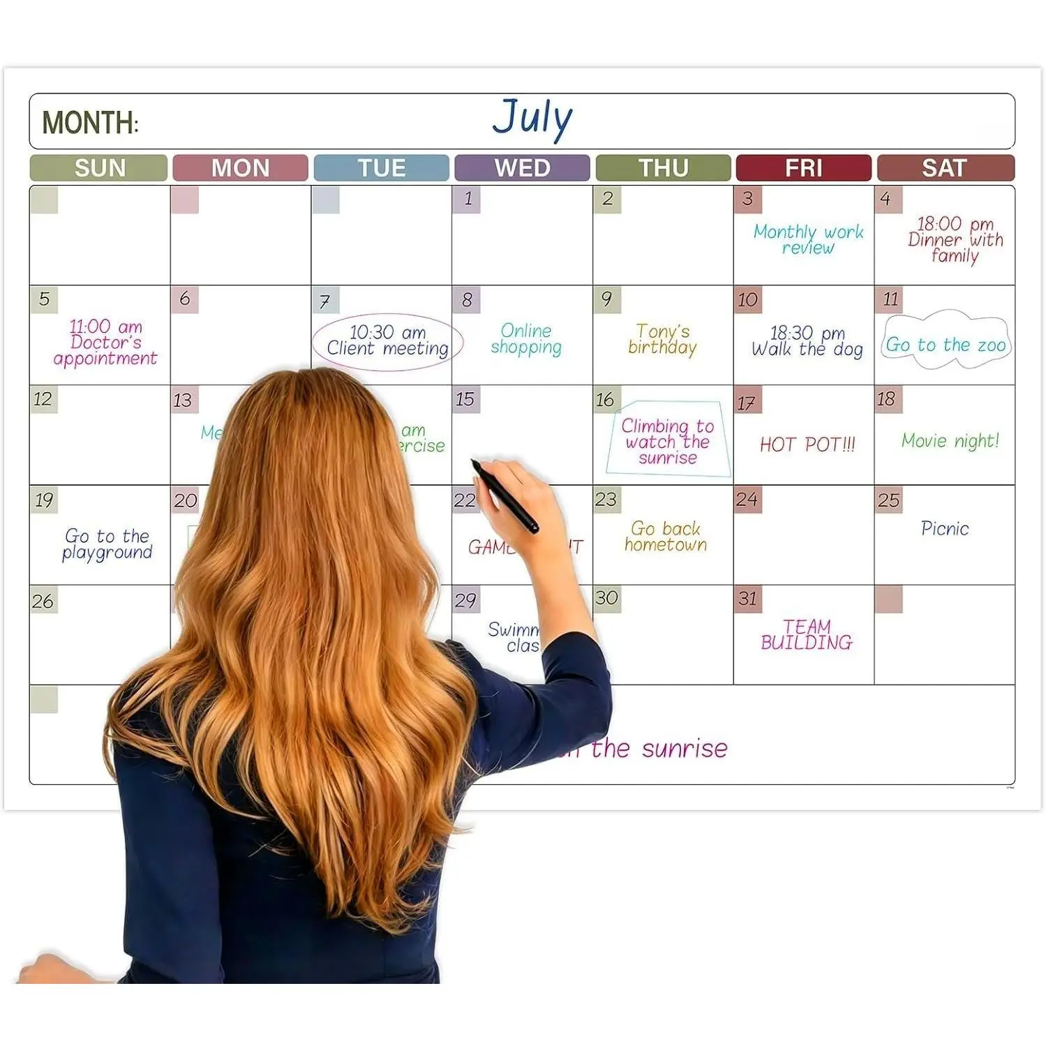 Dry Erase Calendar for Wall - Undated 1 Month Big Wall Calendar, 40" x 28", Erasable &  Laminated Calendar with 8 Round Stickers, Dry Erase Calendar for Office,  and School - Morandi