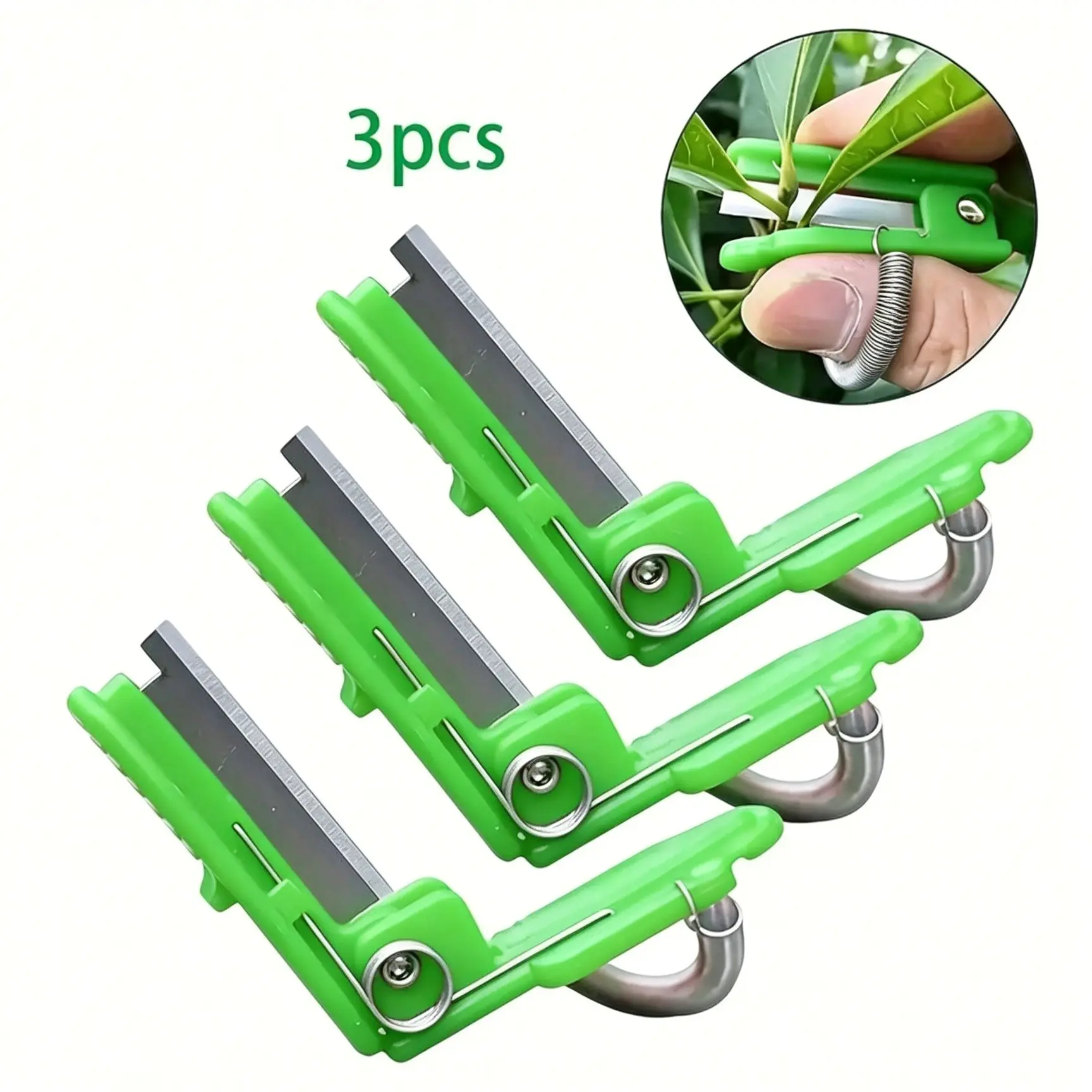 Finger Thumb Pruning Knife with Spring Ring, Stainless Steel Blade, Portable Garden Tool, Pruners, Ideal for Grapes, Cherries, Vegetables, Flowers