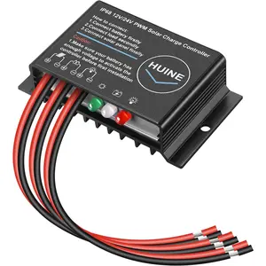 20A 12V 24V Auto IP68 Waterproof PWM Solar Charge Controller Solar Panel Battery Intelligent Regulator for Solar System Caravan Boat(24 Hours Working Mode)