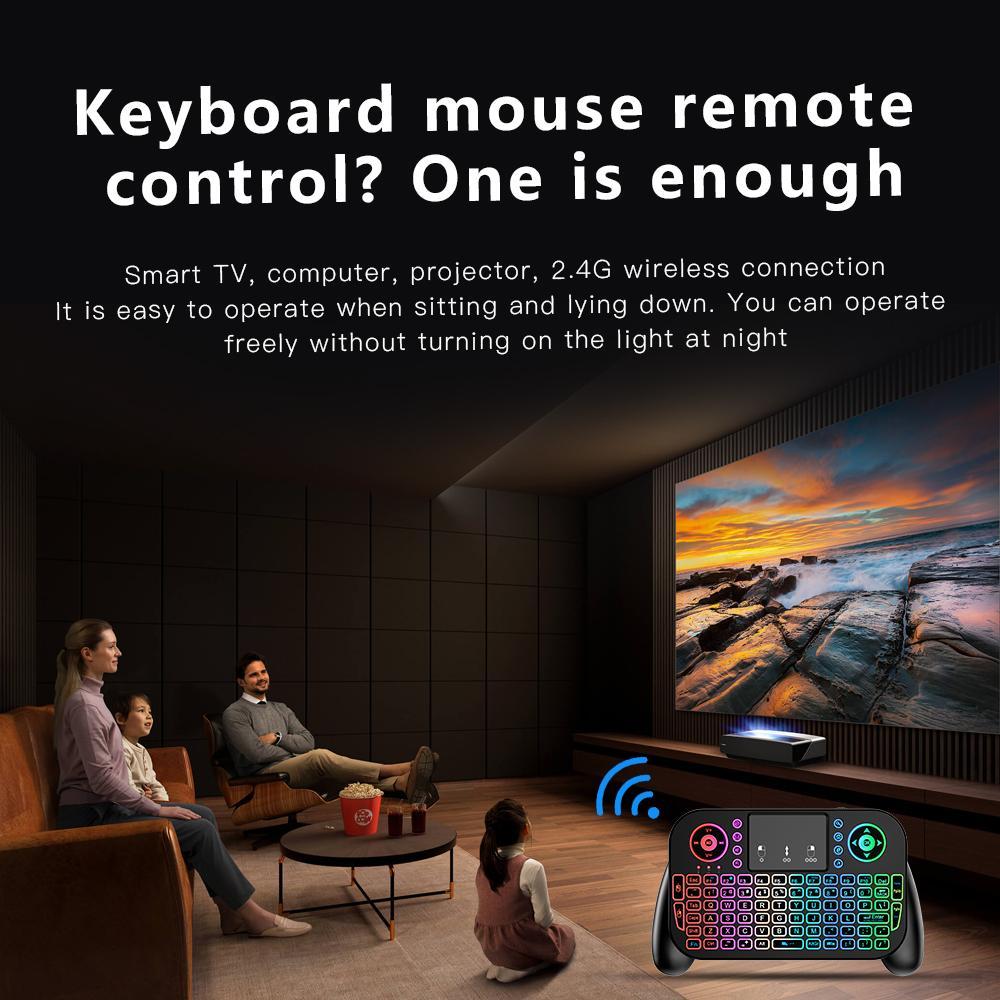 Rechargeable Wireless Keyboard Remote Control, Mini Keyboard Remote Control with Backlight, Dual mode remote, Bluetooth-compatible Keyboard Remote Control for Android TV Box