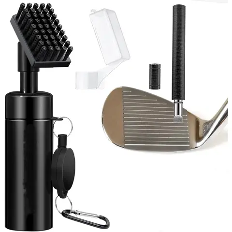 Unisex Pro Golf Club Cleaner Brush Set - Waffle-Dimple Clean, Portable & Convenient Clip-On Retractable 6.8oz Large Capacity Metal Water Brush, Heat-Treated Steel Tool, High Grade Sharpener Edge, Universal Fit Towel, Backspin Boost Golf Accessory