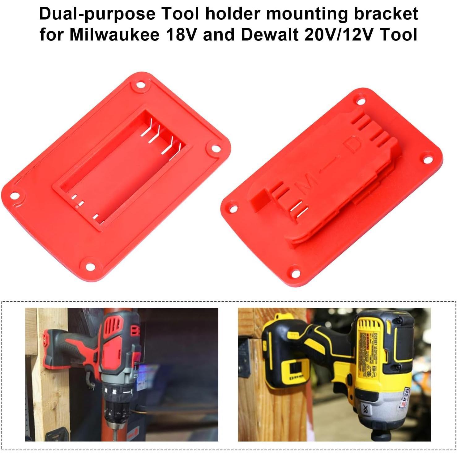 12packs Tool Holder For Milwaukee M18 &  20v,Wall Mount Drill Holder with 48 Screws (red)