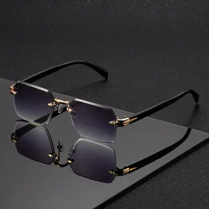 1 pair of rimless square glasses, neutral fashion trend accessories - the ideal gift for street style