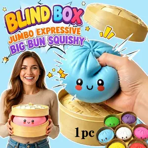 Jumbo 10.6" Dumpling Squishy Blind Box - Soft Slow-Rising Stress Relief Bun Toy | Surprise Mystery Fidget Toy | Cute Expressive Squishy for Relaxation & Fun