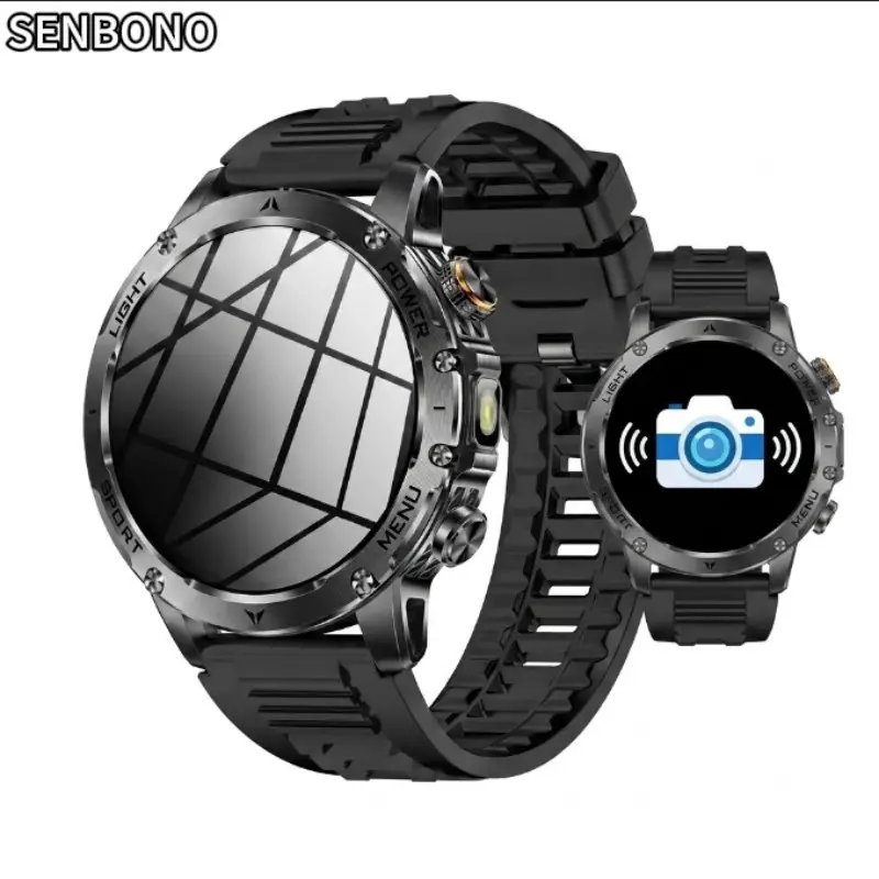 SENBONO Smart Watch with Bluetooth-compatible Calling, Multi-Sport Modes, Message Alerts, Custom Wallpaper, Compatible with iPhone & Android