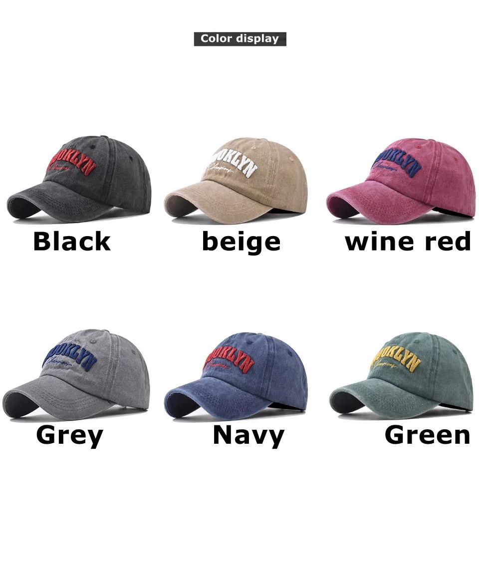 Retro brooklyn Letter Embroidery Baseball Caps Spring Summer Men Women Cotton Adjustable Casual Hat Hip Hop Streetwear Sun Hats