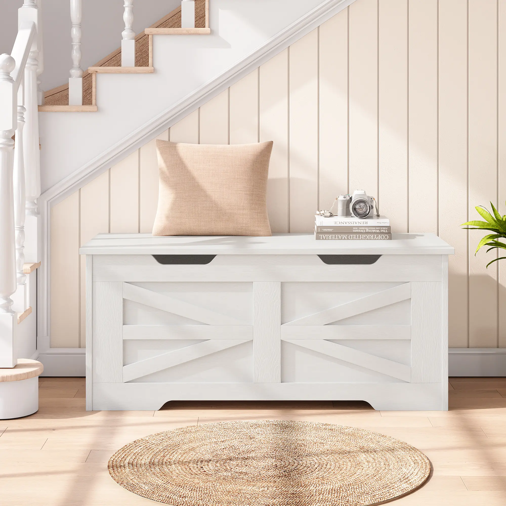 Versatile Wooden Storage Bench & Toy Organizer Chest – Safety Hinge, Lid, Farmhouse Style, Blanket Trunk for Entryway, Living Room, Bedroom