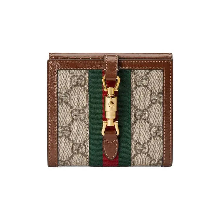 Gucci Jackie 1961 Handbag for Women – Golden-Tone Turn-Lock Closure, Monogram Canvas and Leather, Beige-Brown Colorway