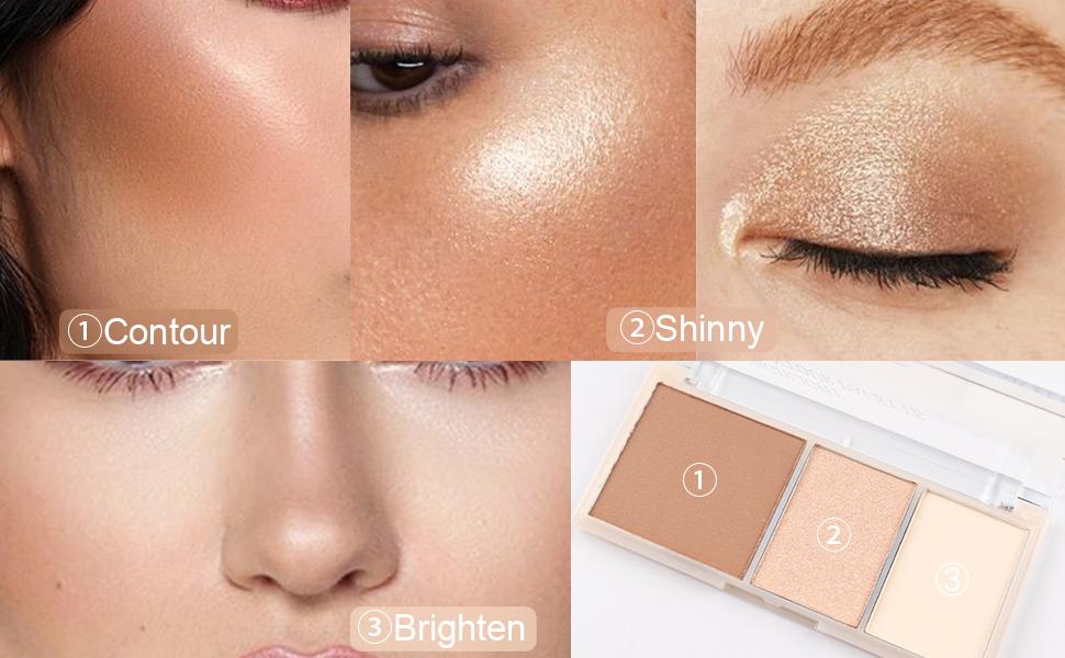 3 IN 1 Brown Nude Face Highlight Bronzer Powder Palette for Face Cheeks Contour Brightening, Buildable Matte Coverage Natural Makeup,Ultra Sculpt Nose Shadow Eyeshadow Primer 01# 3 IN 1 Brown Nude Face Highlight Bronzer Powder Palette for Face Cheeks Contour Brightening, Buildable Matte Coverage Natural Makeup,Ultra Sculpt Nose Shadow Eyeshadow Primer 01#