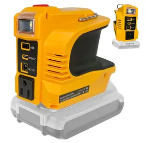 200W Power Inverter for DEWALT 20V Battery — DC 20V to AC 110V/120V, Portable Generator w/ 1 AC Outlet + 1 USB + 1 Type-C + 1 DC 12V(Battery Not Included)-002
