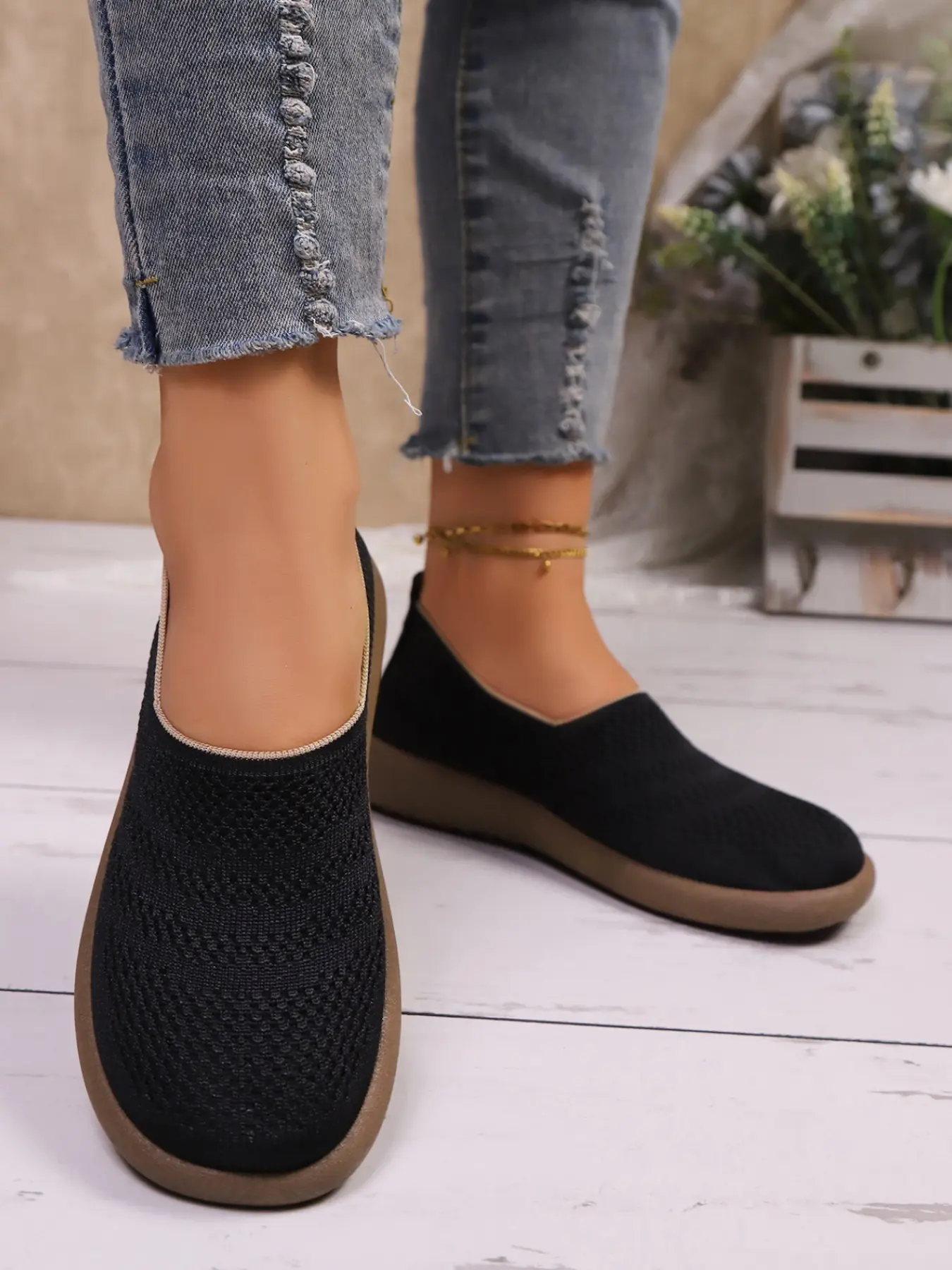You Are Your Lattice Flyknit Slip-On Shoes, No Lace Design, Thick Soft Elastic Flat Sole, Lightweight Breathable Casual Shoes