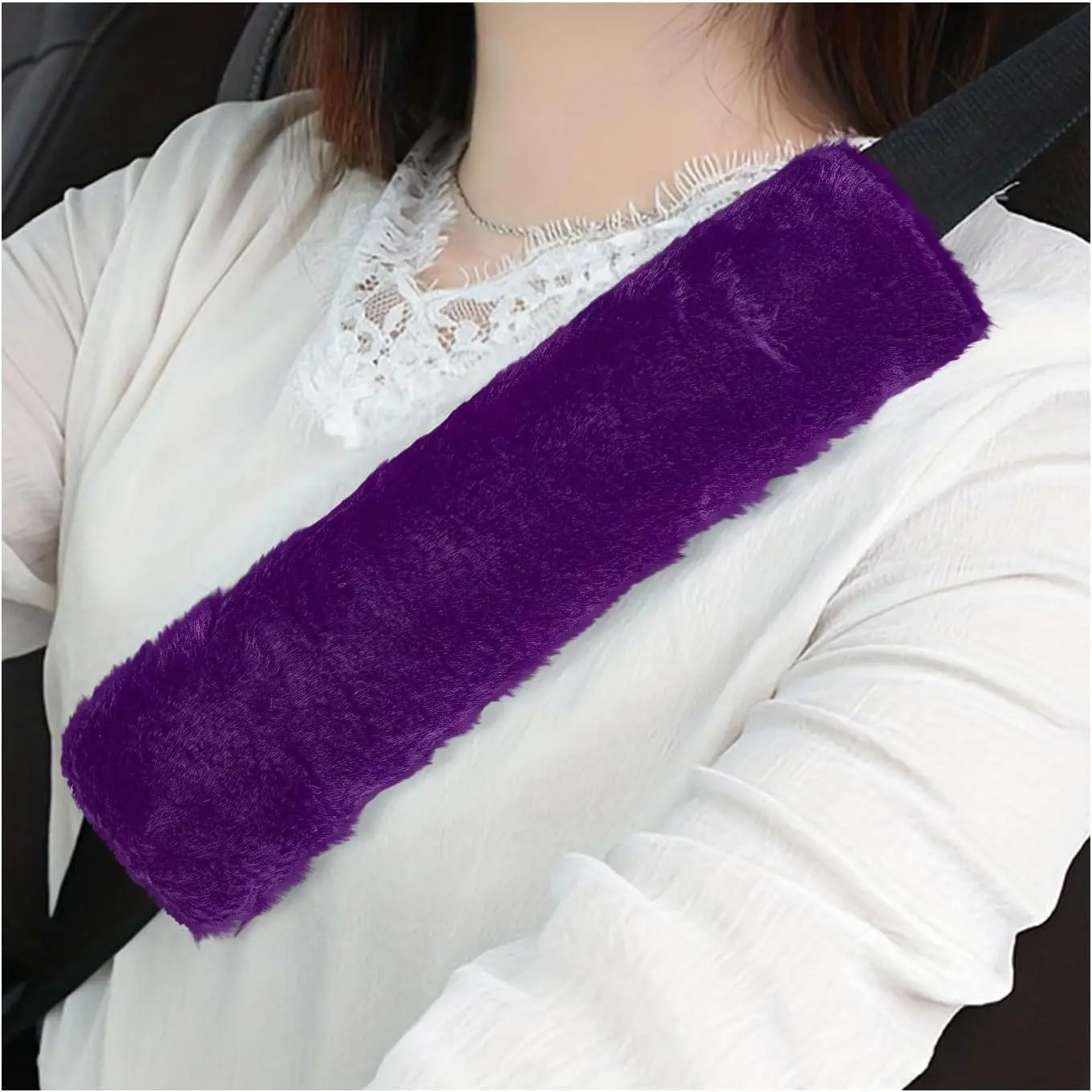 2 count   Seat Belt Cover, Soft Plush Safety Belt Cushion Pad for Protecting Your  & , Comfortable Fuzzy Seatbelt Protector for  ,  Accessories ()