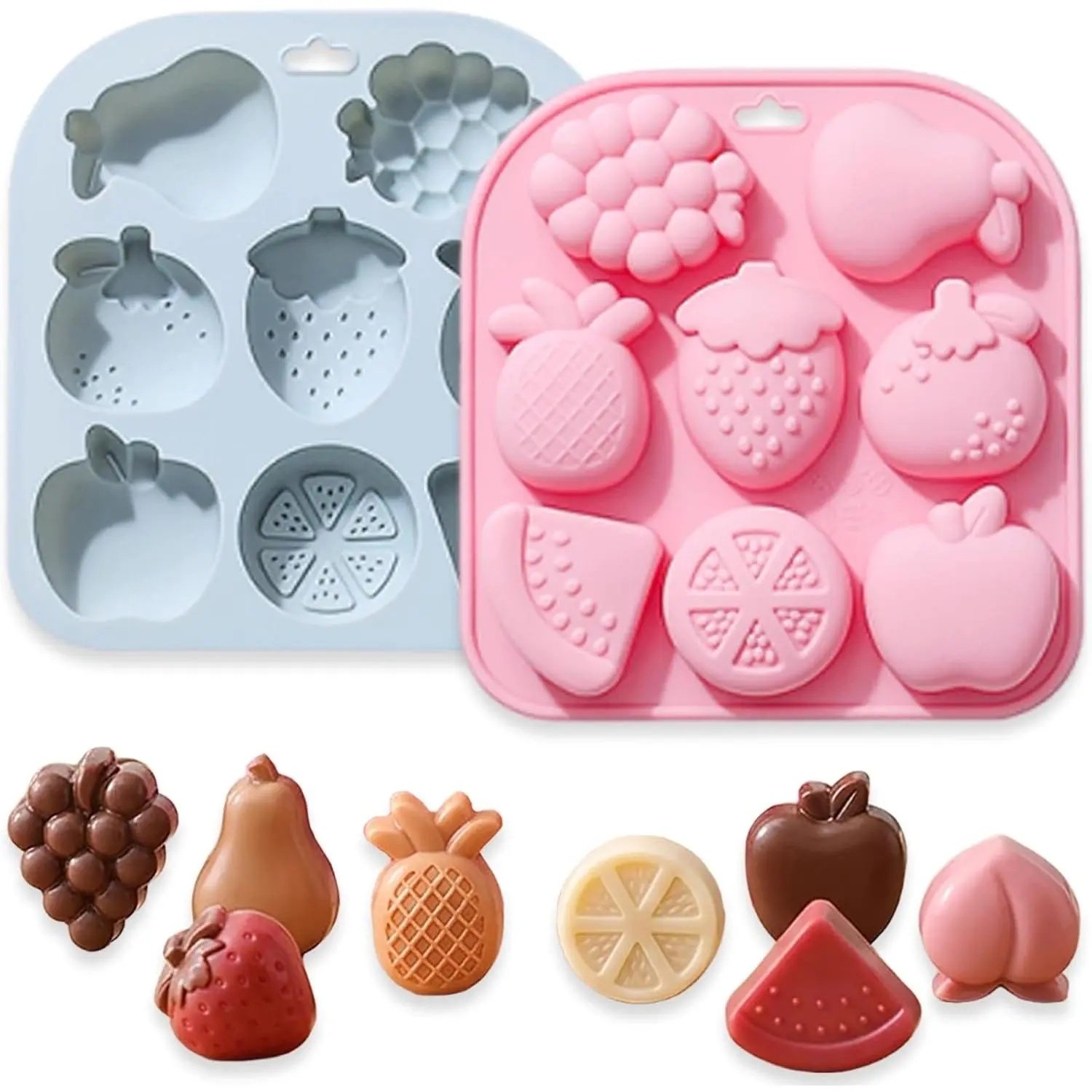 2 Pack Fruit  Molds, 8-Cavity Different Fruits  Moulds Tray for DIY , Candy, Jelly, , Gummies,