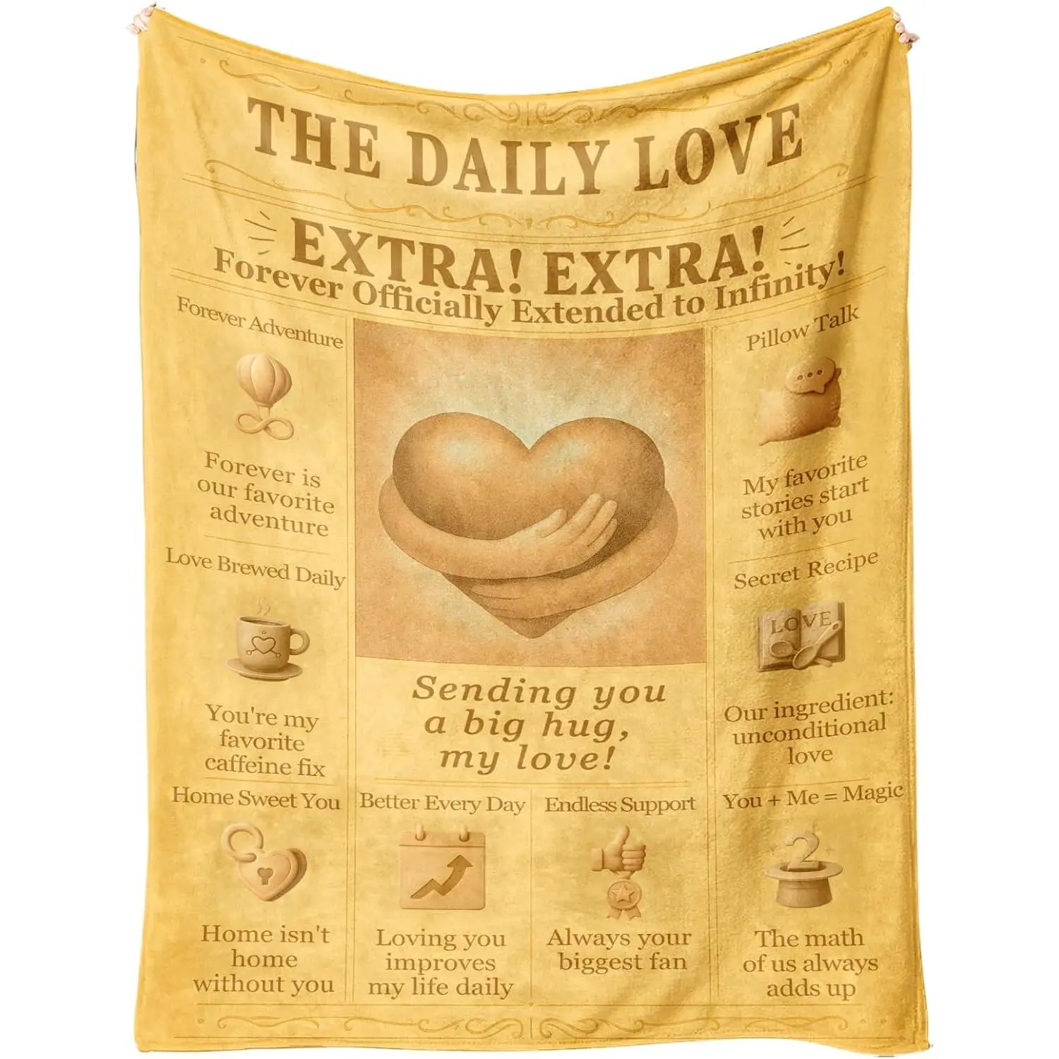 Love Blanket for Couples 60x50 - Ultra-Soft Flannel Romantic Throw,  Headline Print with Sweet Quotes, Cozy Couch/Bed Decor, Anniversary Valentines Birthday Get Well  for Her Him