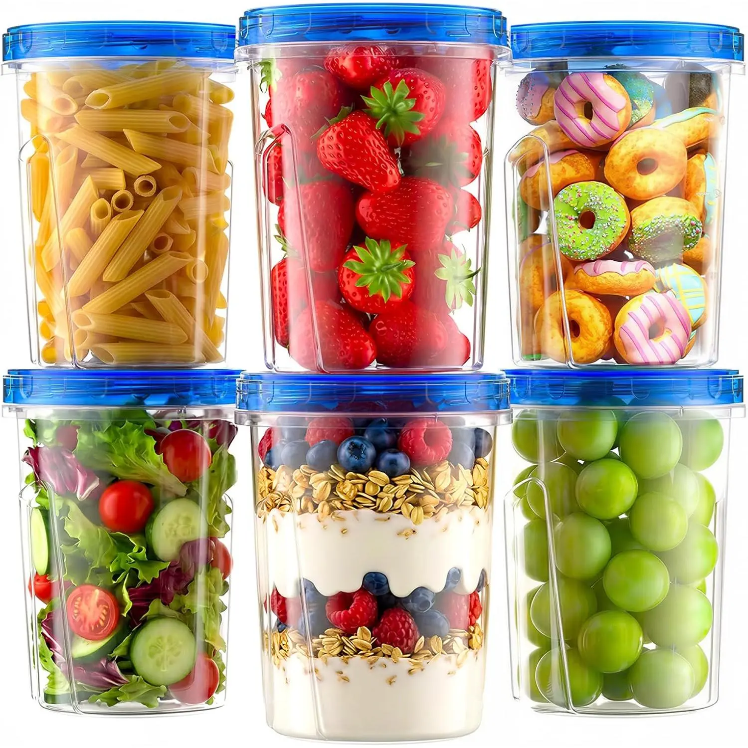 Freezer Storage Containers, 6 Pack-33 OZ  Storage Containers with Twist Top ,  Plastic Containers with , Soup Containers for Meal Prep, Overnight Oats, Leftovers, Snack