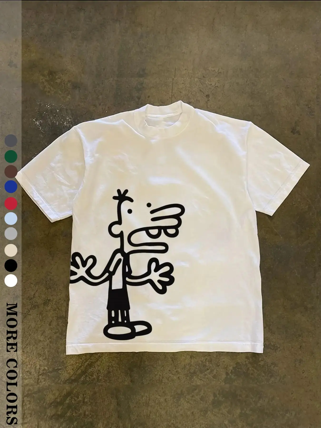 Streetwear Graphic Cartoon Print Loose T-Shirt for Men, Fun Sketch Design, Comfortable Casual Top, Perfect for Daily Wear