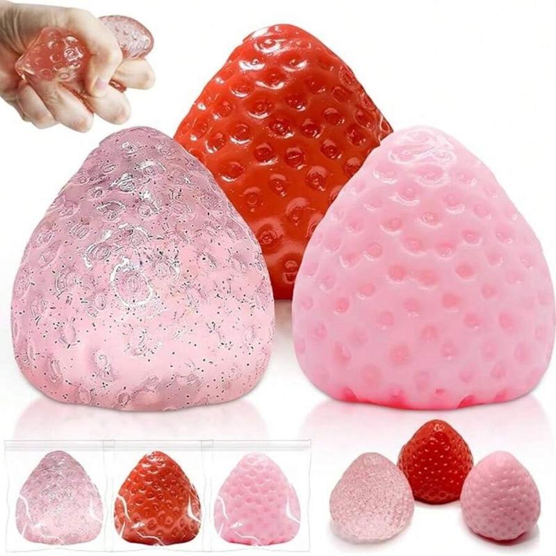 2026 New Model Tabba Strawberry Soft Rubber Toy Strawberry Stress Relief Squeeze Toy
