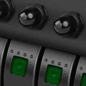 Nilight 6Gang ON/Off Green Rocker Switch Panel w/ Dual USB Cigarette Lighter Socket Voltmeter