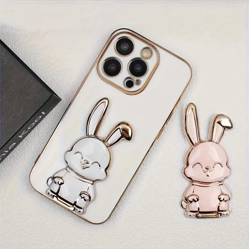 Back to School Phone Case with Rabbit Push Pull Stand, Cute Lazy Bunny Holder for Desk