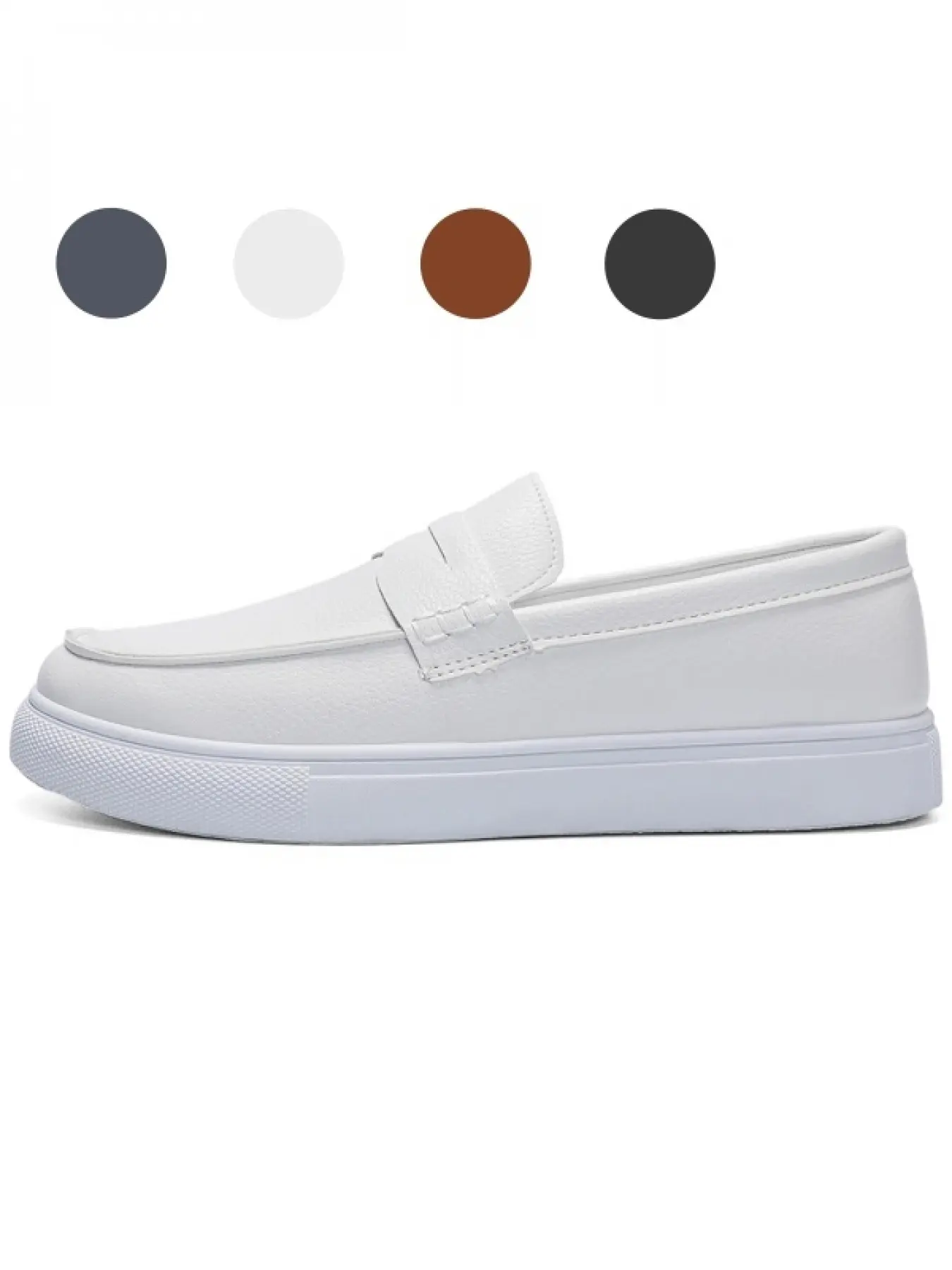 Men's Penny Slip-on Loafers, Chunky Lightweight Slip-on Casual Leather Shoes for Business Commutes & Daily Outfits, PU Leather Footwear