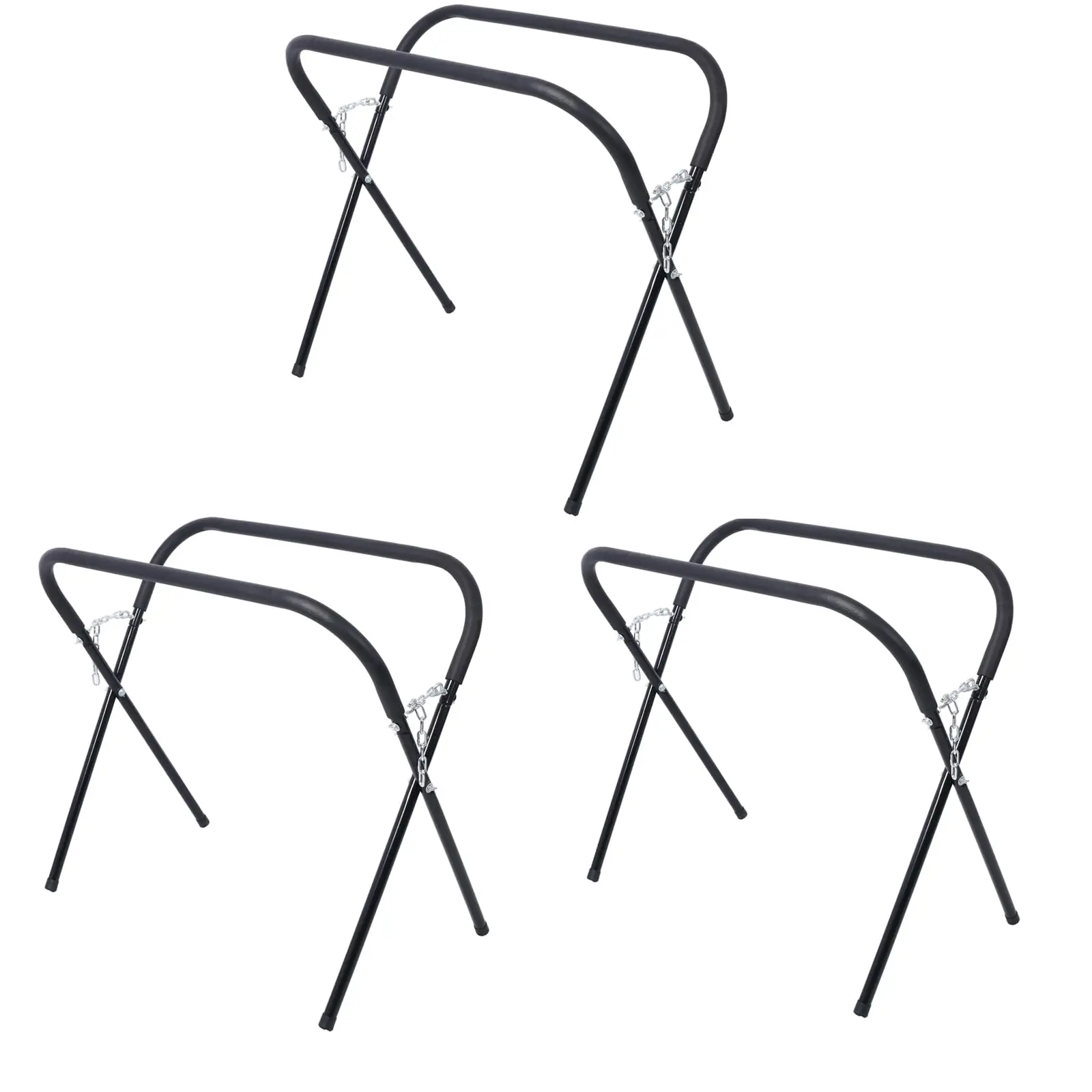Garvee Heavy Duty Adjustable Folding Work Stand, 3 Pack Foldable Steel Frame Work Support with 750 LBS Capacity, Padded Surface & Anti-Slip Rubber Feet, Ideal for Auto Body, Bumper, Fender, Door Repair, Garage & DIY Projects