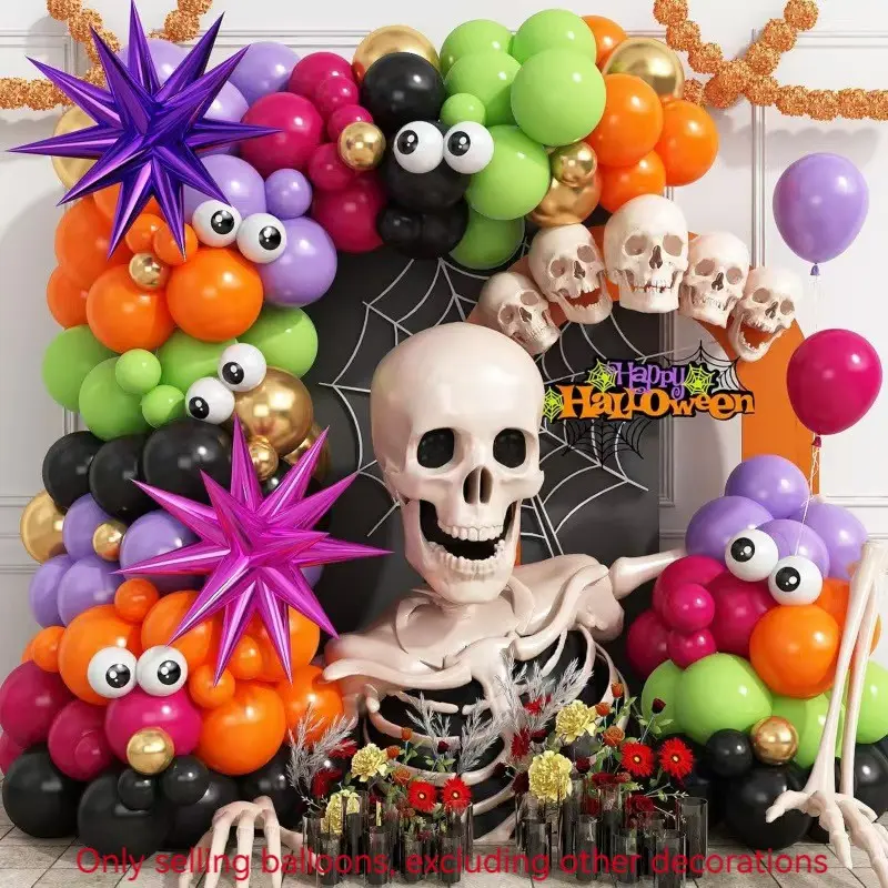Halloween Balloon Wreath Set, Metal Balloons, Party Decoration, Trunk Surprise, Perfect for Halloween Parties, Festive Decorations