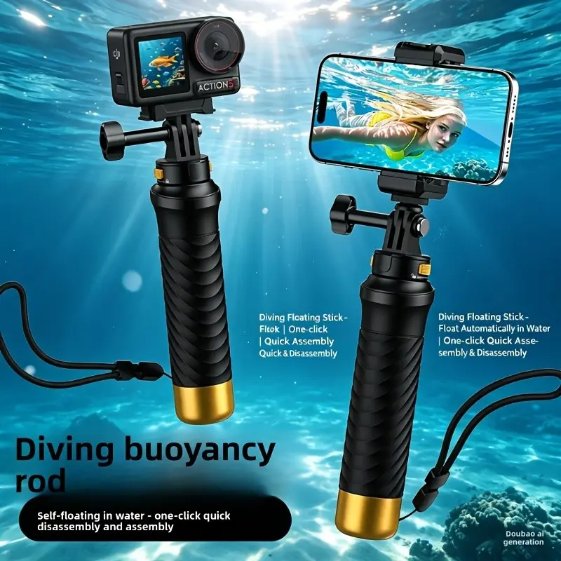 Sport Camera Float Tube, Anti-Sinking Handheld Buoyancy Rod with Wrist Strap, Universal Floating Handle for Gopro Hero 13/12/11/10/9 & iPhone/android