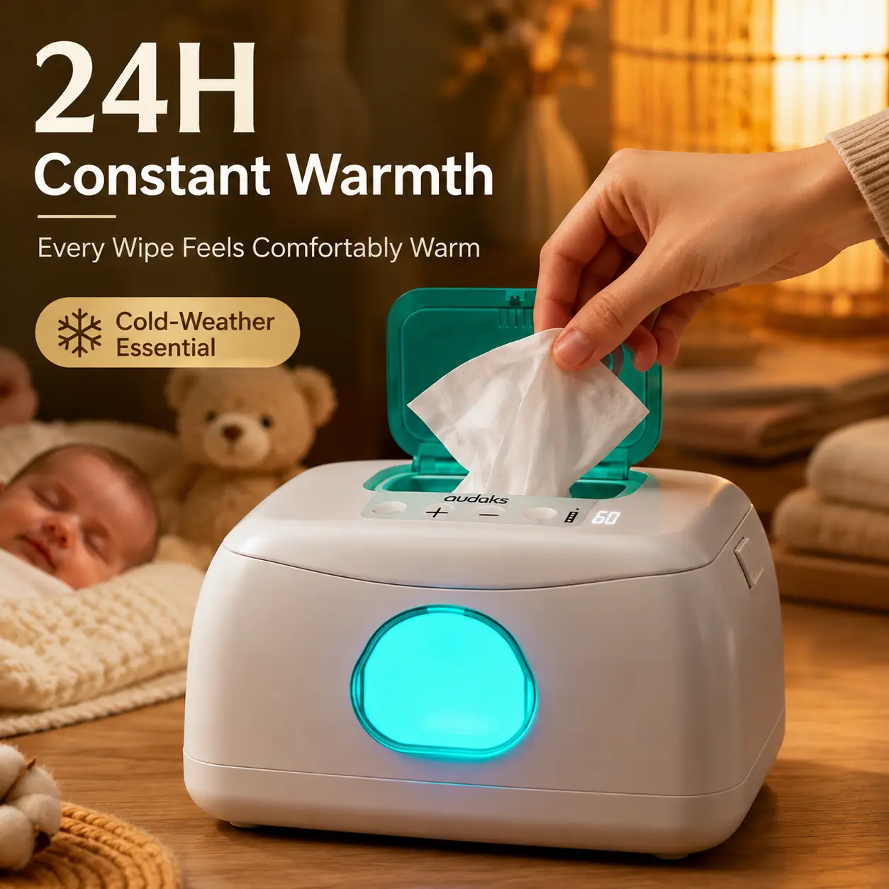 Baby Wipe Warmer & Wet Wipes Dispenser, Portable Constant Temperature Wipes Heater with Visible Window, Moisture-Locking Diaper Wipe Warmer for Babies, Home & Travel