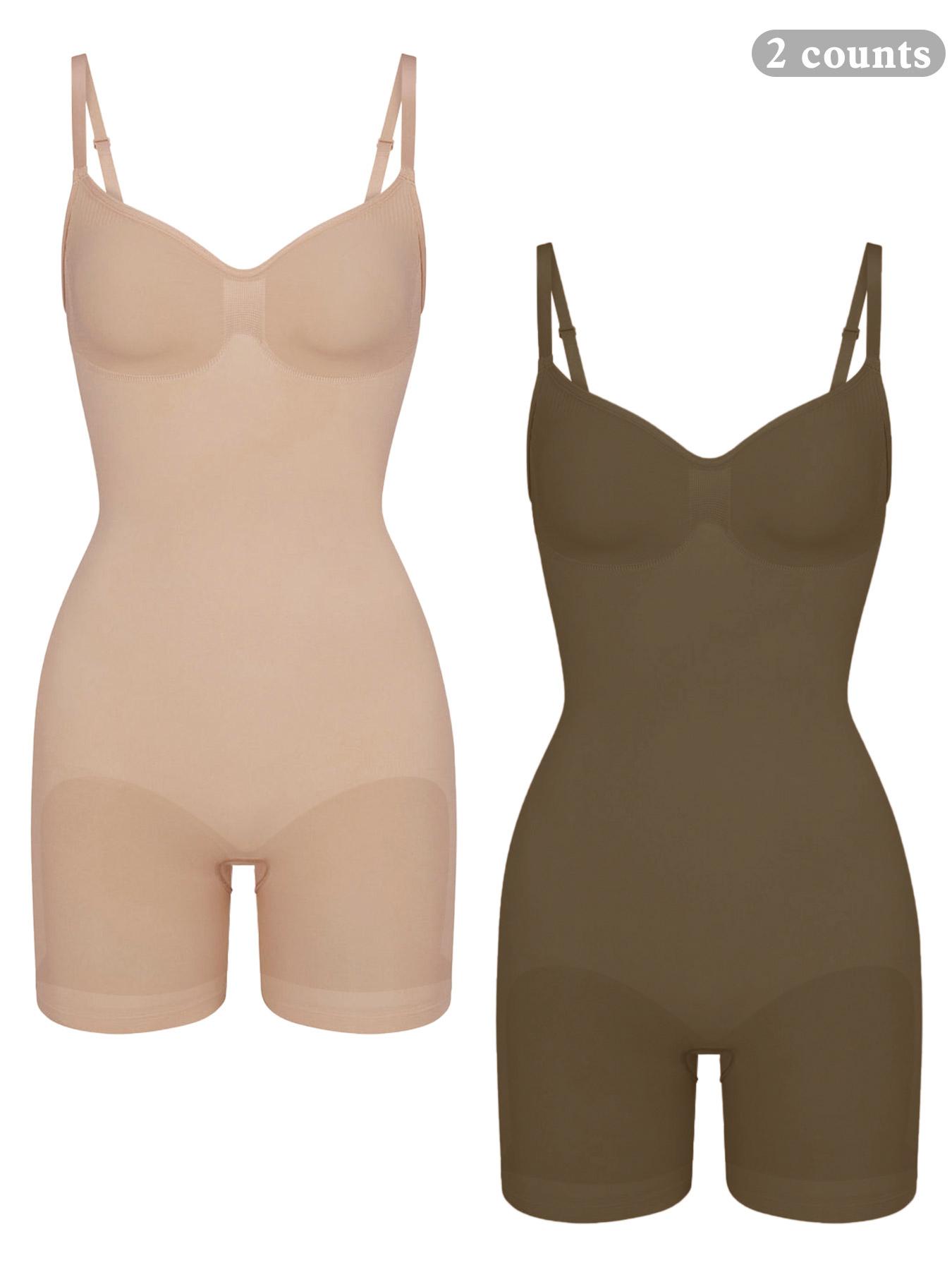 Women's Solid Adjustable Strap Scoop Neck Shapewear Jumpsuits , High Stretch Tummy Control Butt Lifting Shaper, Women's Shapewear for All Seasons