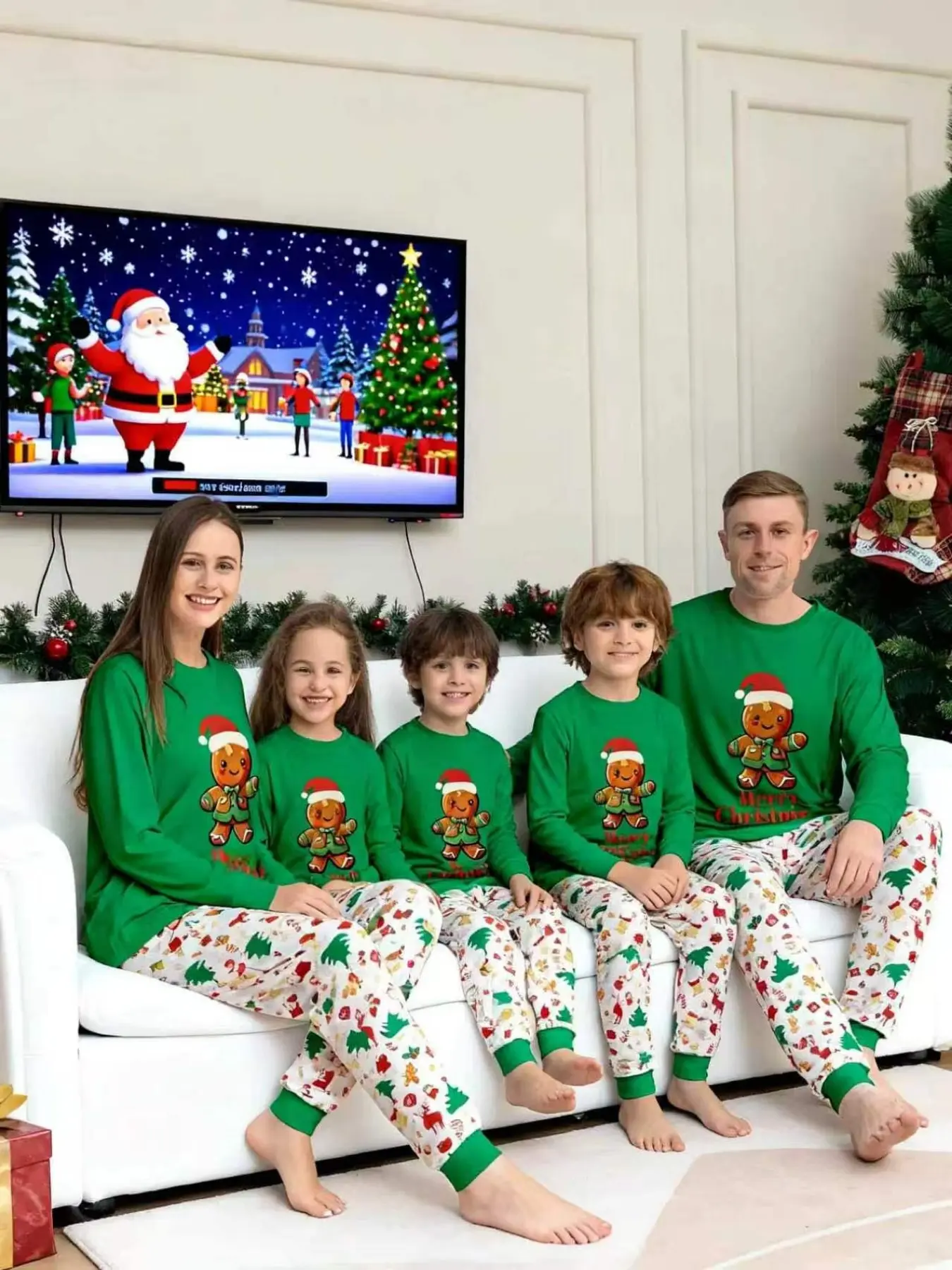 2-Piece Christmas Pajama Set, Print Couples Sleepwear, Men Women Kids Holiday, Loose-Fit Casual Home Clothes