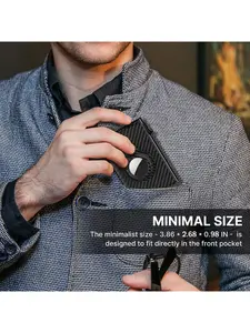 Aluminum Carbon Fiber Triple Folding Card Case Secure Blocking Anti Theft Slim Compact Wallet for Credit Cards ID Bus Pass