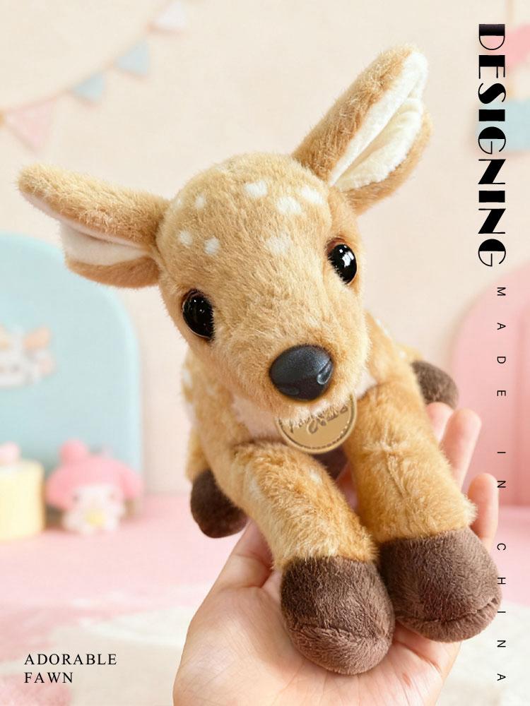 25cm Lying Kawaii Sika Deer Plush Toy Dolls Imitation Soft Cartoon Deer Stuffed Dolls Christmas Home Decor Plush Pillow