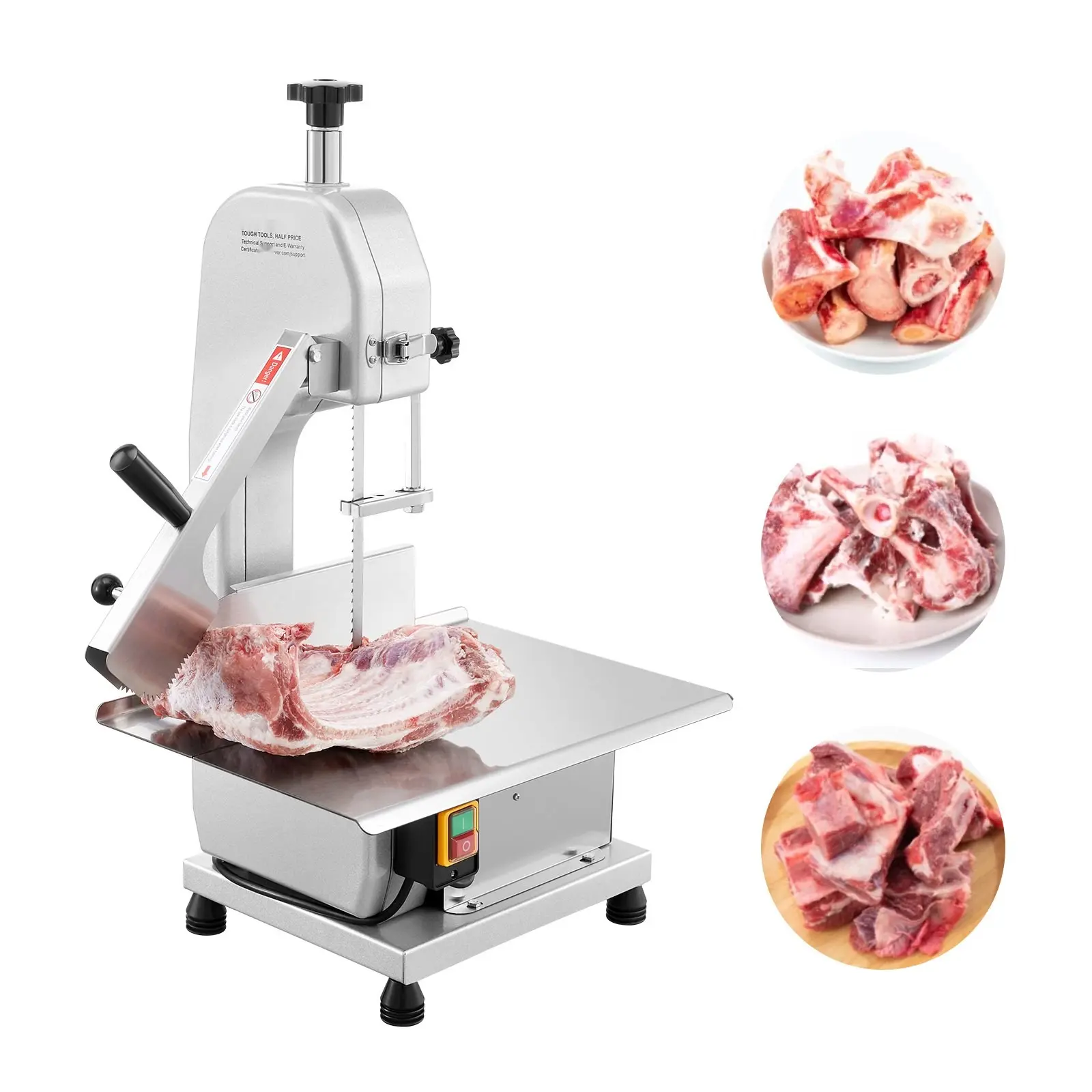 650W Commercial Electric Meat Bandsaw With Stainless Steel Frame For Butchery And Meat Processing, Bone Sawing Machine, Heavy Duty Industrial Kitchen Equipment, Easy Clean, Durable, Safe Operation, CE Certified