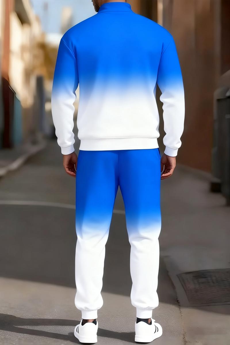 Men's fashionable two-piece set, a popular style featuring gradient and multi-colored sportswear, is here: blending street fashion with a sporty vibe, effortlessly exuding a trendy and fashionable look