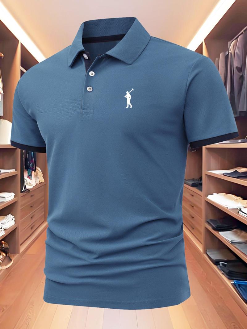 Men's Regular Fit Contrast Trim Polo Shirt, Casual Short Sleeve Top for Summer, Fashion Men's Clothes for Daily Wear, Shortsleeve