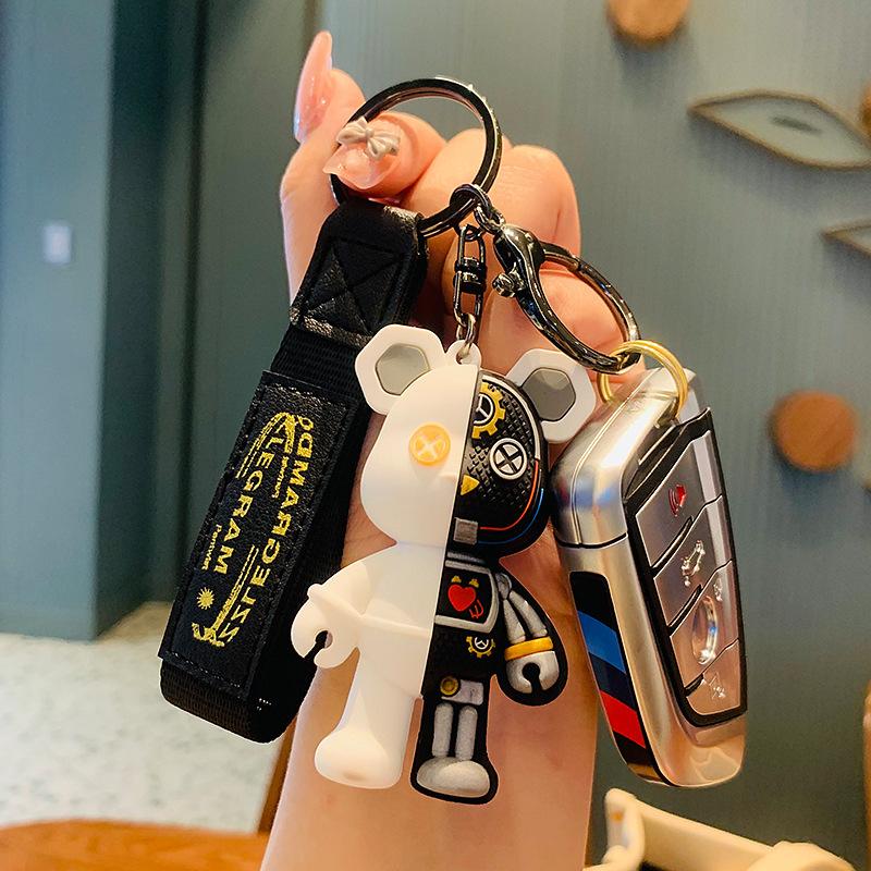 Mechanical Bear Keychain Doll Pendant Car Keyring Accessory Unisex Bag Ornament Small Gift