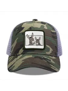 Two Donkeys Camouflage Mesh Baseball Cap for Men & Women - Adjustable Snapback Trucker Hat, Breathable Back for Hiking, Fishing, Camping, Golf & Casual Outdoor Attire Camouflage Random