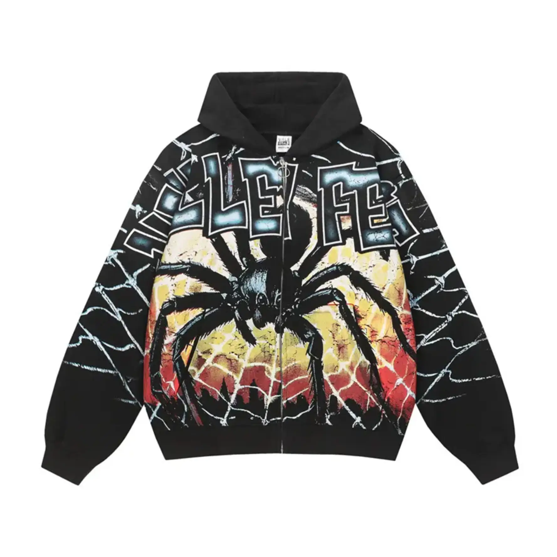VALLEY Unisex Geometric Graphic Zip Up Hoodie 100% Cotton Loose Oversized Y2K Vintage Washed Chunky French Terry Hooded Sweatshirt Autumn Winter Streetwear Jacket Top Men Women,back to school,back to school haul