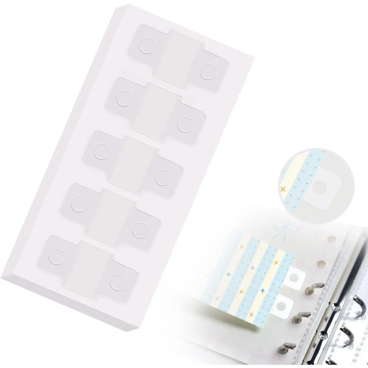 300 count Clear Binder Sheet Converter Stickers Change No Punched Page to Loose-Leaf Binder Refill Insert for DIY, Planner Scrapbooking Album Refills Converter Hole Reinforcements Stickers
