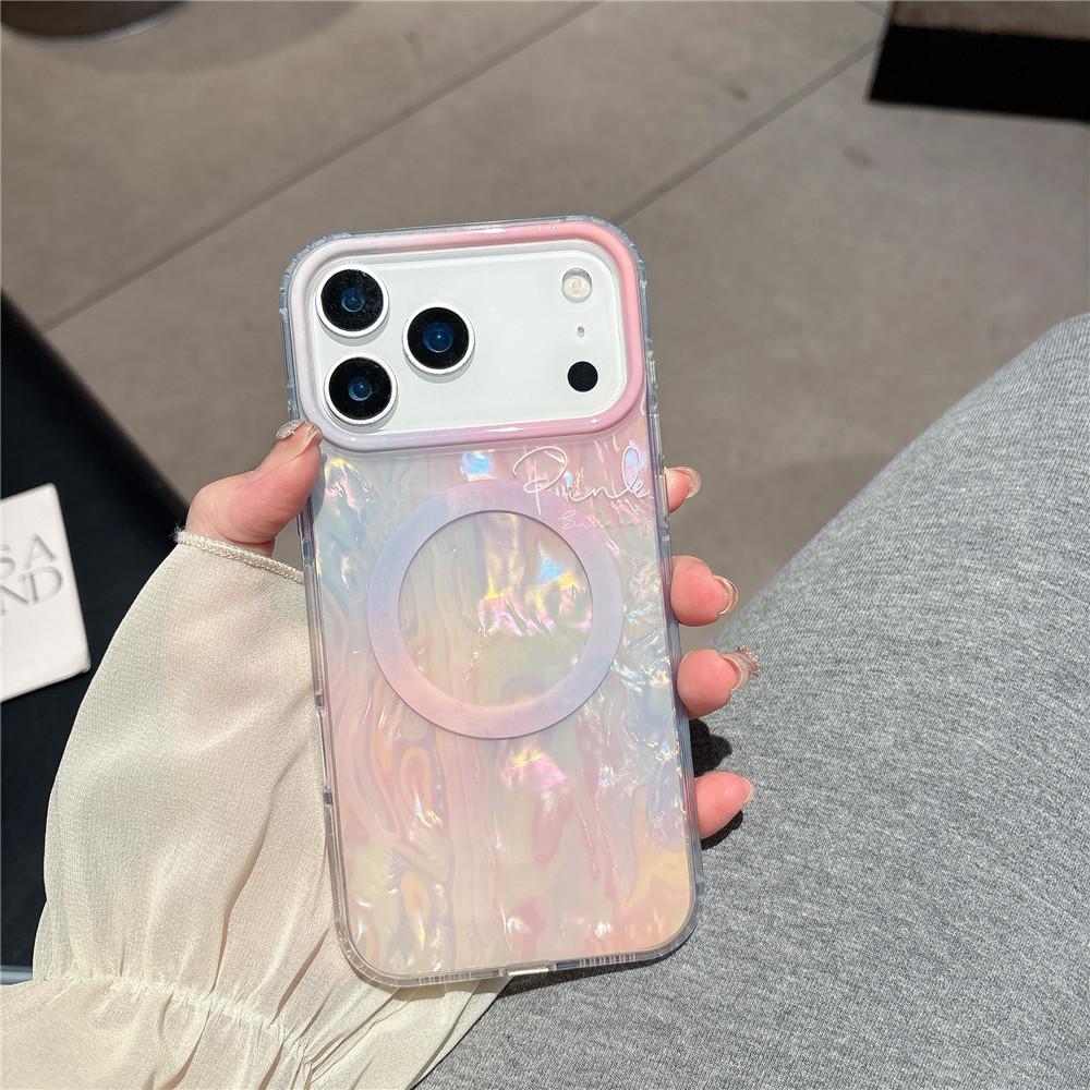 Cute Gradient Shell Pattern iPhone Case, Magnetic Kickstand, Shockproof, Compatible with iPhone 17 Series, Trendy Aesthetic for Women