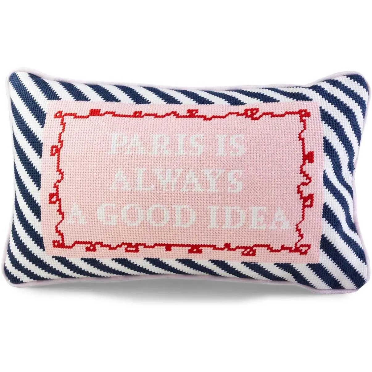Needlepoint Decorative Throw Pillow - Paris - 9"x15" - Small Embroidered Designer Pillow for Living Room, Couch, Sofa, Chair & Bed -   Decor