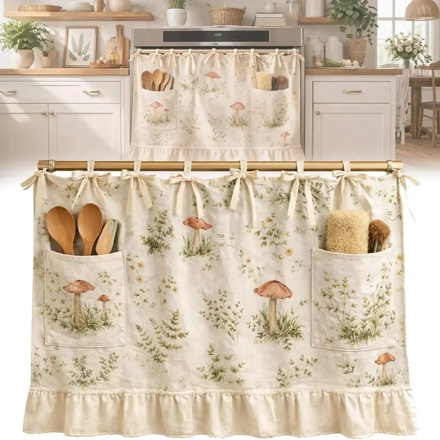 Farmhouse Plaid Dishwasher Cover - Handcrafted Home Decor Appliance Skirt with Ruffled Trim, Storage Pockets, Easy Installation, Oven Skirt Curtain for Clutter Hiding, Kitchen Organizing (DIY Bag Accessory), Washing Machines