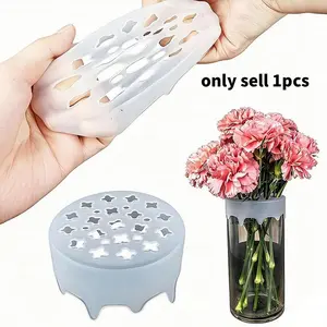 Silicone Flower Arrangement Tool, Semi-Transparent Floral Grid, Spiral Stem Holder, Ideal for Bouquet Design, Durable & Flexible
