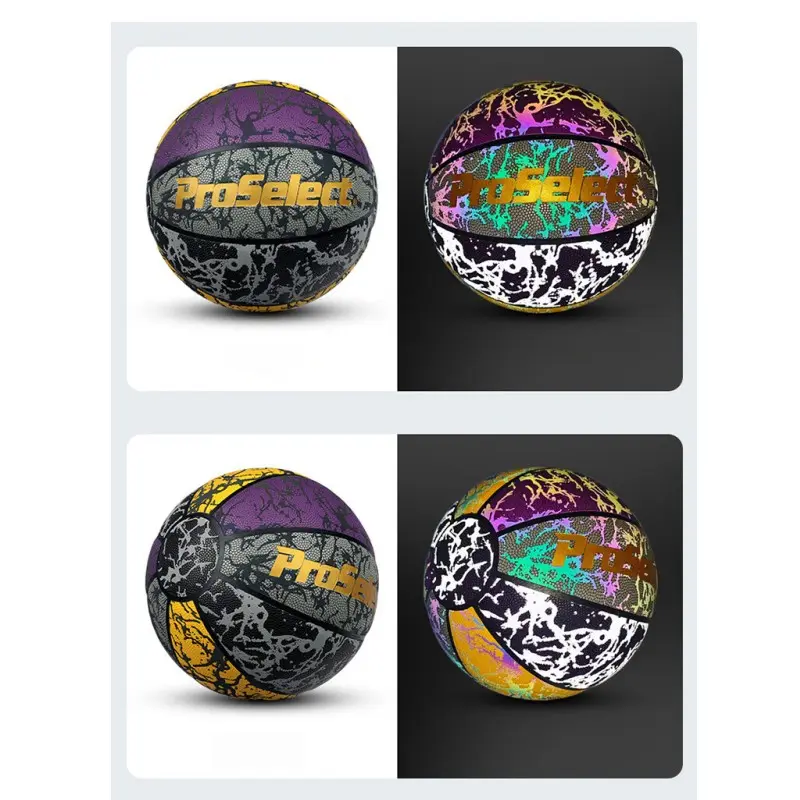 Proselect Reflective Color-Changing Basketball, Moisture-Absorbing PU Training Ball, Festive Gift for Halloween and Christmas