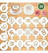 20Pack Valentine's Day Cake Stencil Templates Decoration, Reusable Valentine's Day Cake Cookies Baking Painting Mold Tools, Dessert, Coffee Decorating Molds Cappuccino Mousse Hot Chocolate