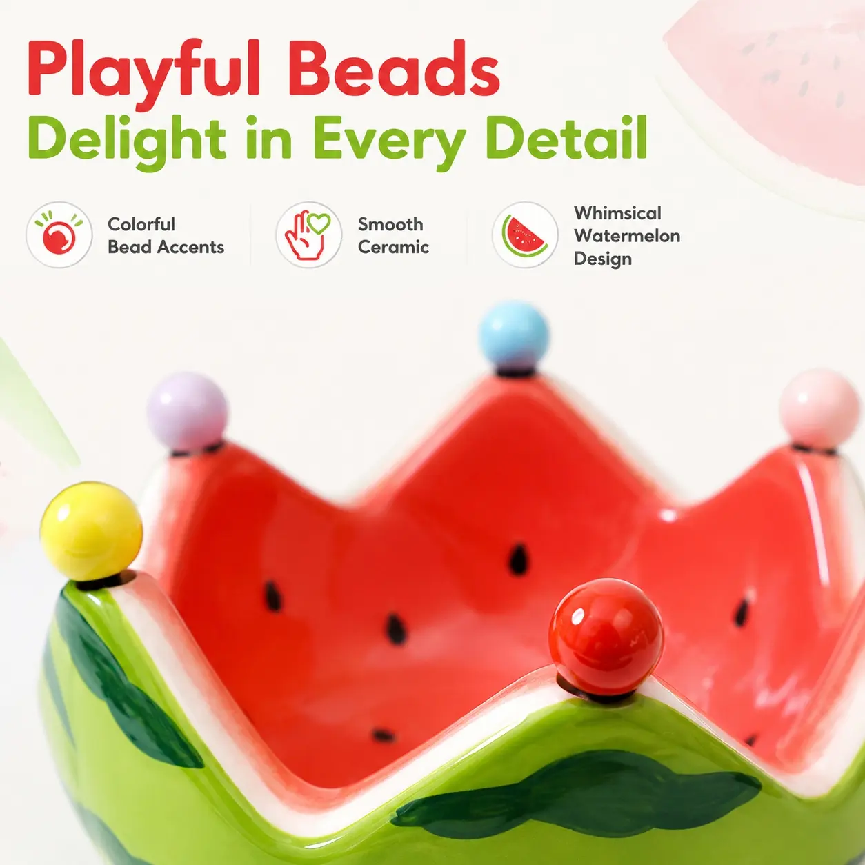 Home Creative Ceramic Watermelon Fruit Platter Combo with Mini Fruit Forks, Decorative Plate for Fruits and Desserts for Casual Table Gatherings